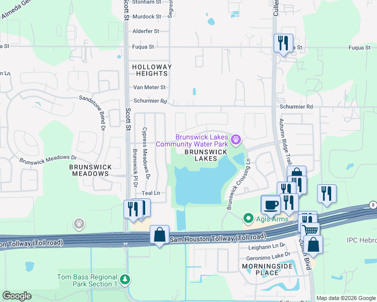 map of restaurants, bars, coffee shops, grocery stores, and more near 3702 Flannery Ridge Lane in Houston