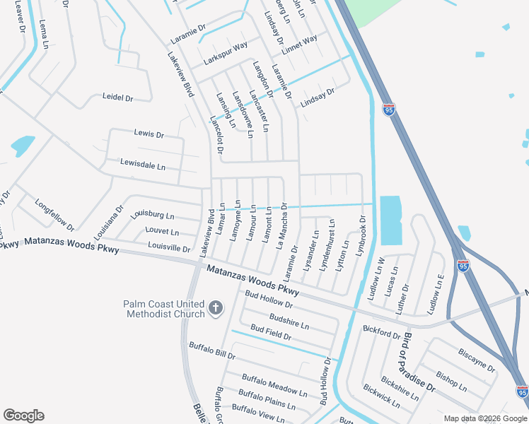 map of restaurants, bars, coffee shops, grocery stores, and more near 22 Lamont Lane in Palm Coast