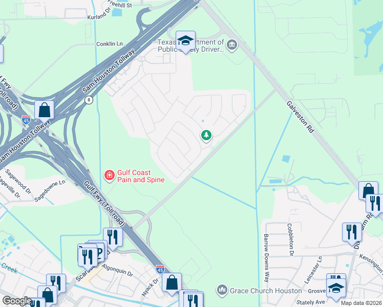 map of restaurants, bars, coffee shops, grocery stores, and more near 11034 View Pointe Lane in Houston
