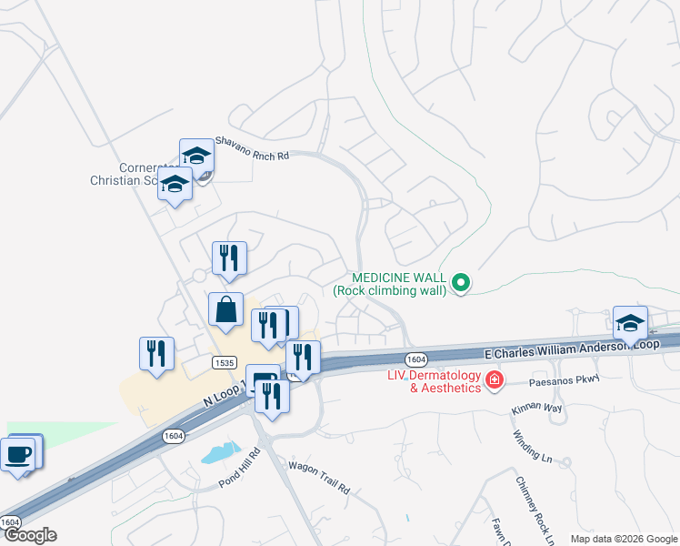 map of restaurants, bars, coffee shops, grocery stores, and more near in San Antonio