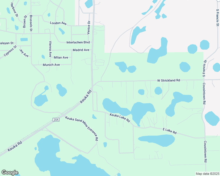 map of restaurants, bars, coffee shops, grocery stores, and more near 193 Strickland Road in Interlachen