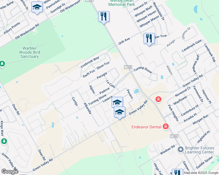 map of restaurants, bars, coffee shops, grocery stores, and more near Padova in Cibolo