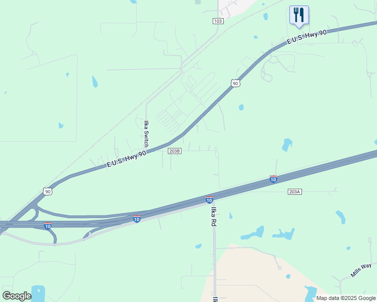 map of restaurants, bars, coffee shops, grocery stores, and more near County Road 203B in Seguin