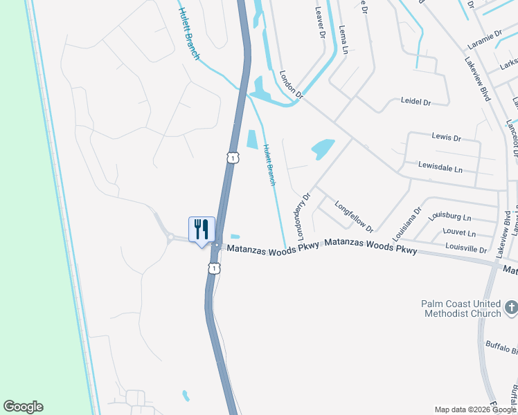 map of restaurants, bars, coffee shops, grocery stores, and more near 10070 U.S. 1 in Palm Coast