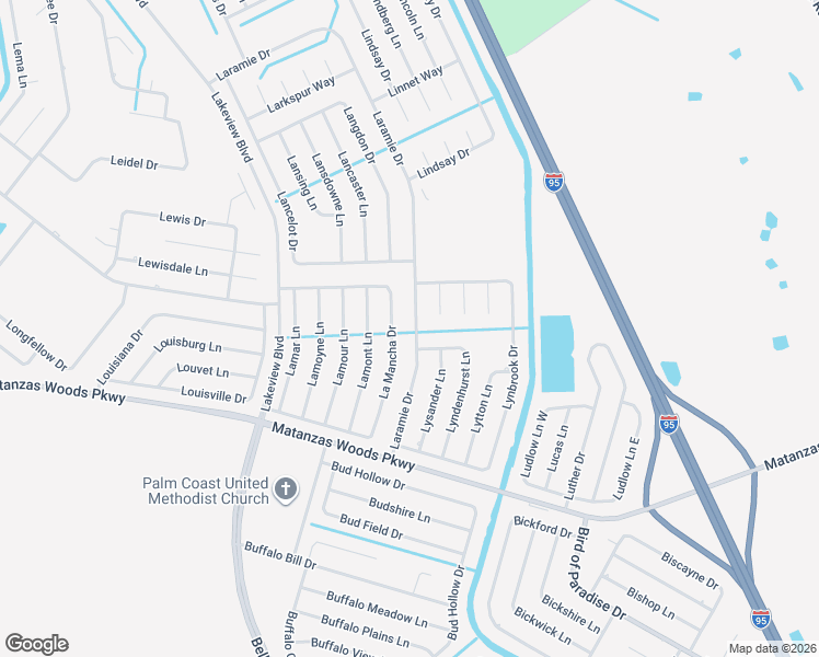 map of restaurants, bars, coffee shops, grocery stores, and more near 41 Laramie Drive in Palm Coast