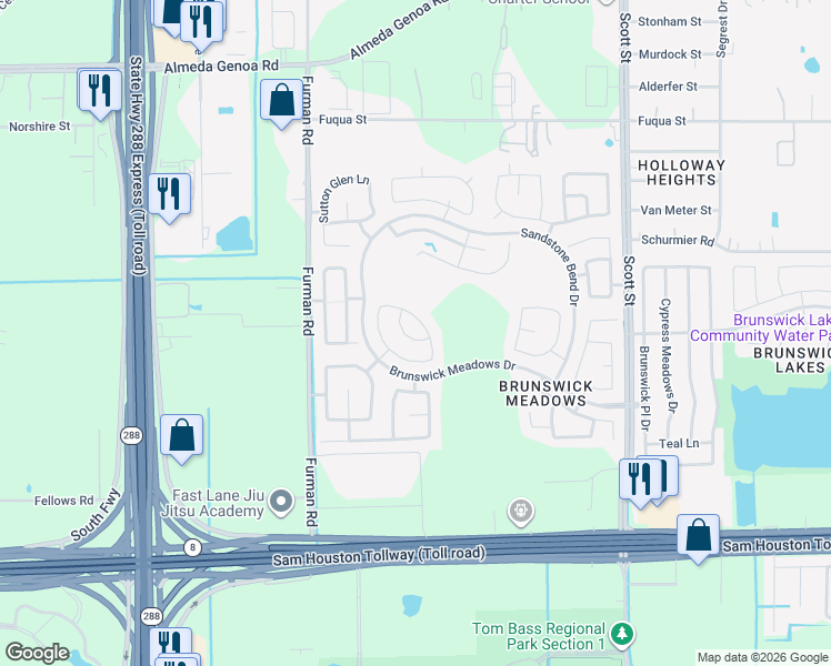 map of restaurants, bars, coffee shops, grocery stores, and more near 14203 Winecup Lane in Houston