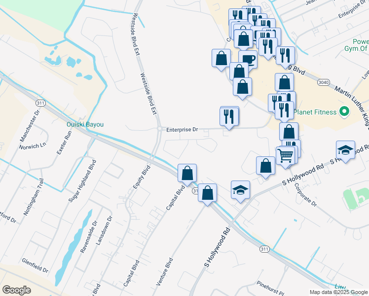 map of restaurants, bars, coffee shops, grocery stores, and more near 102 Cameron Isles Court in Houma