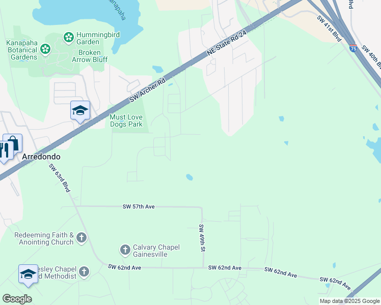map of restaurants, bars, coffee shops, grocery stores, and more near 5211 Southwest 52nd Terrace in Gainesville