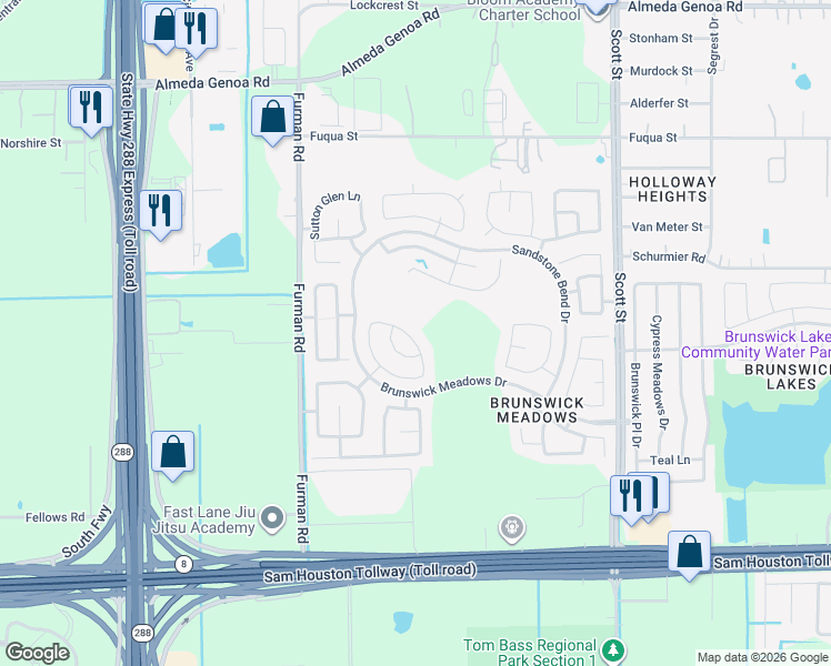 map of restaurants, bars, coffee shops, grocery stores, and more near 14203 Winecup Lane in Houston