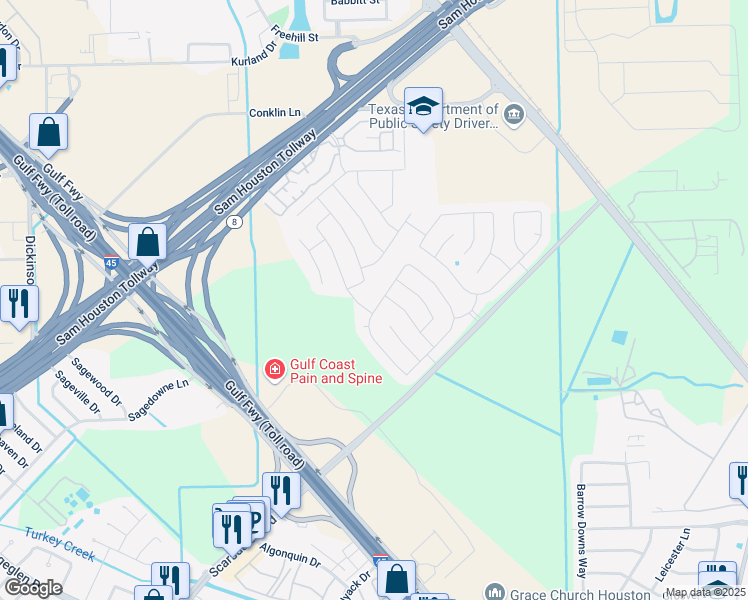 map of restaurants, bars, coffee shops, grocery stores, and more near 10906 View Pointe Lane in Houston