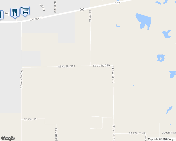 map of restaurants, bars, coffee shops, grocery stores, and more near 9729 Southeast County Road 319 in Trenton