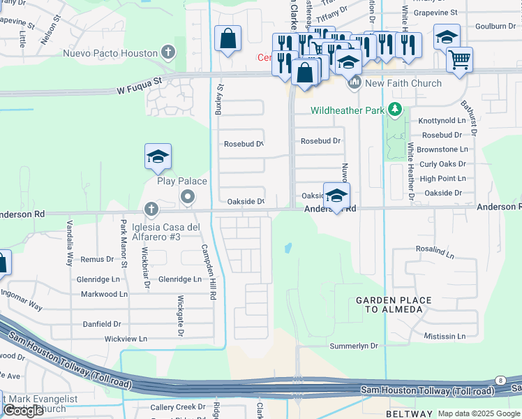 map of restaurants, bars, coffee shops, grocery stores, and more near 4610 Anderson Rd in Houston