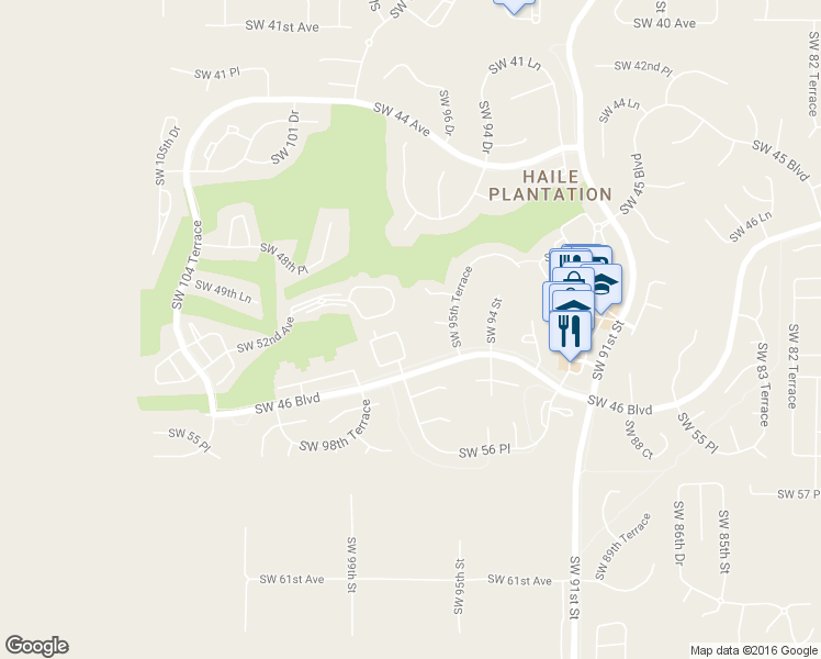 map of restaurants, bars, coffee shops, grocery stores, and more near 5221 Southwest 97 Drive in Gainesville