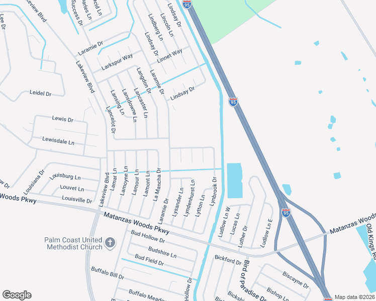 map of restaurants, bars, coffee shops, grocery stores, and more near 108 Lynbrook Drive in Palm Coast