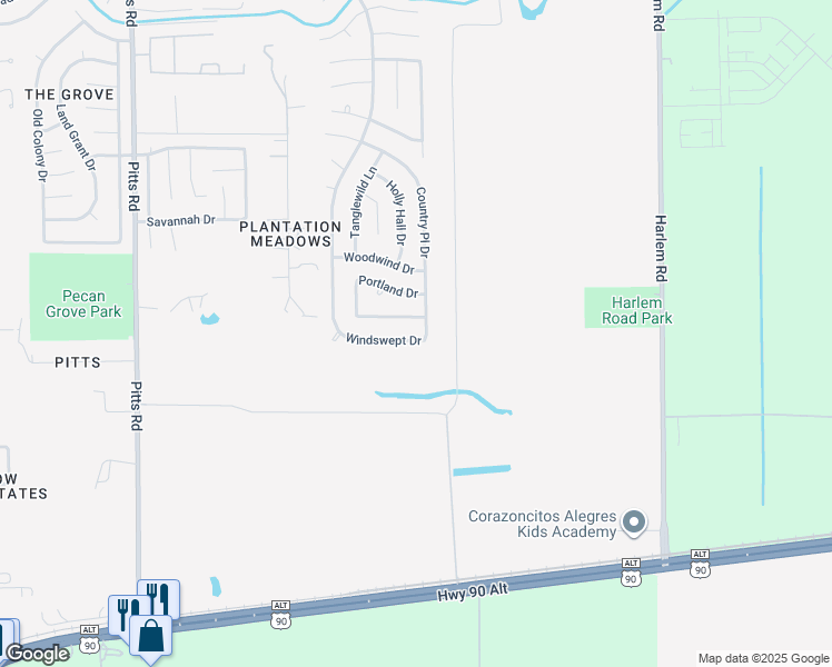 map of restaurants, bars, coffee shops, grocery stores, and more near 2819 Country Place Drive in Richmond