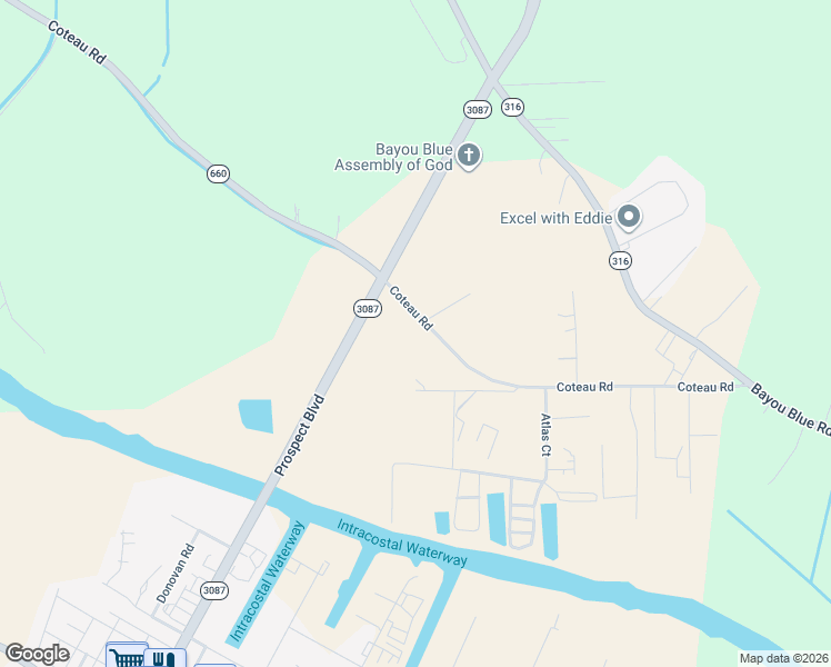 map of restaurants, bars, coffee shops, grocery stores, and more near 1200-1248 Coteau Road in Houma