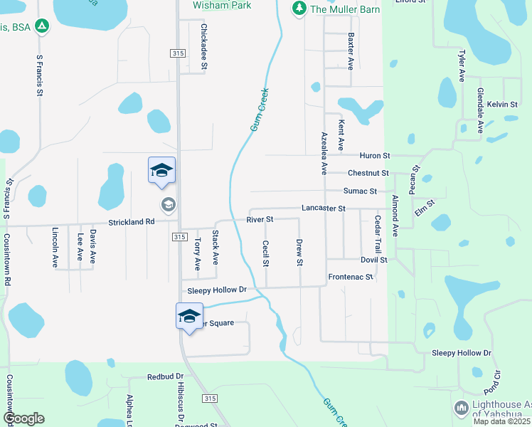 map of restaurants, bars, coffee shops, grocery stores, and more near 217 Lancaster Street in Interlachen