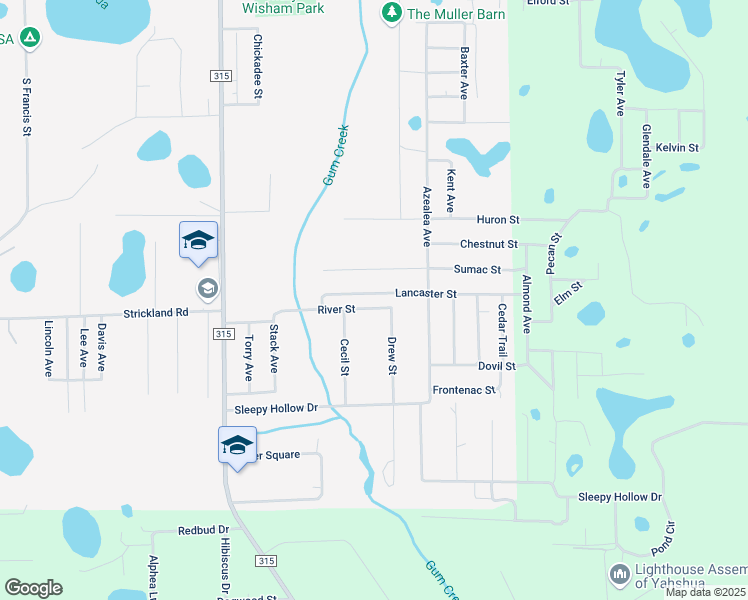 map of restaurants, bars, coffee shops, grocery stores, and more near 217 Lancaster Street in Interlachen