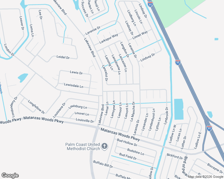 map of restaurants, bars, coffee shops, grocery stores, and more near 35 Lancelot Drive in Palm Coast