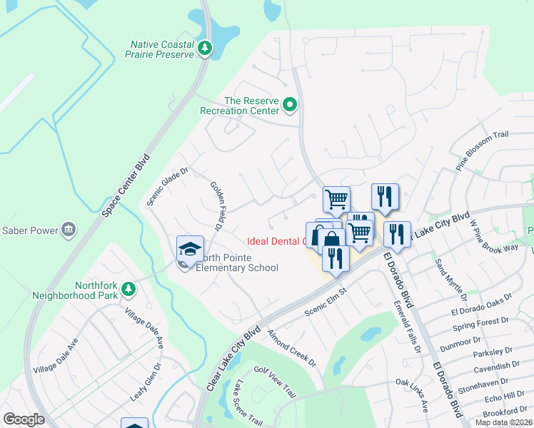 map of restaurants, bars, coffee shops, grocery stores, and more near 3307 Sonora Meadow Lane in Houston
