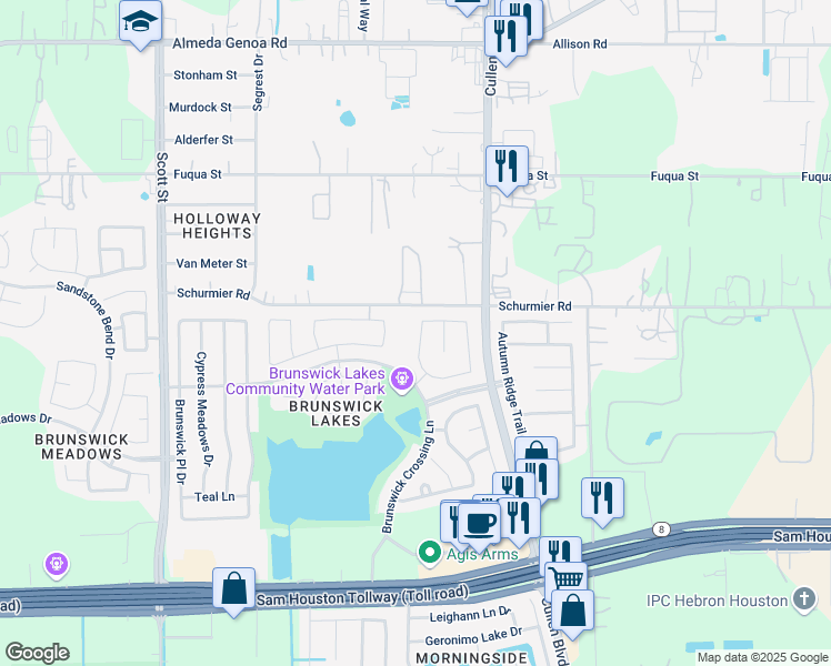 map of restaurants, bars, coffee shops, grocery stores, and more near 13914 Littleborne Birdwell Lane in Houston