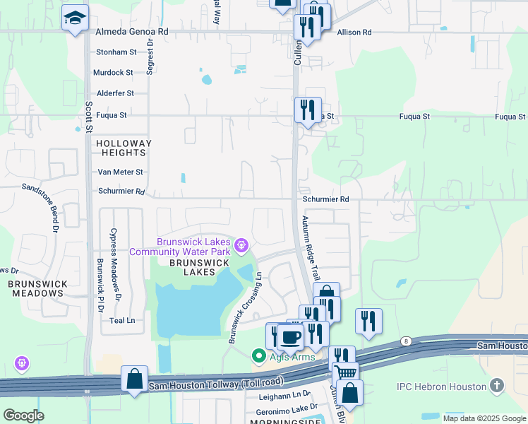 map of restaurants, bars, coffee shops, grocery stores, and more near 13914 Littleborne Birdwell Lane in Houston