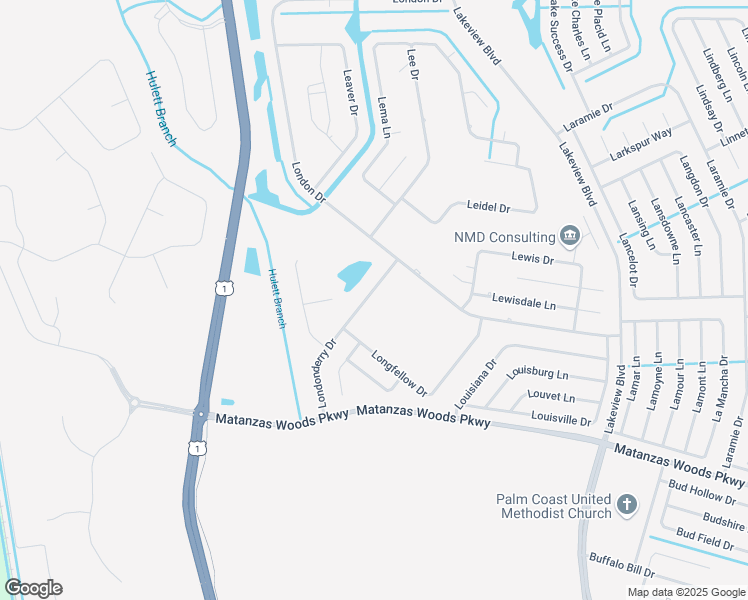 map of restaurants, bars, coffee shops, grocery stores, and more near 42 Londonderry Drive in Palm Coast