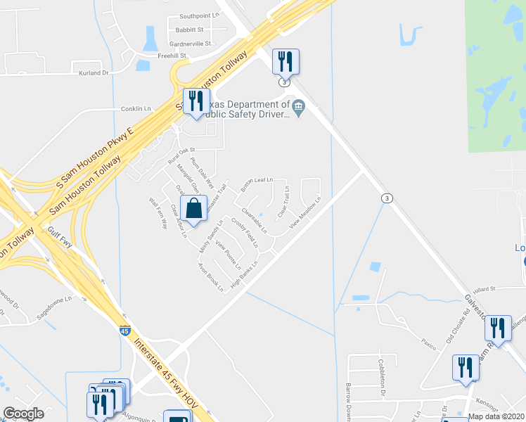 map of restaurants, bars, coffee shops, grocery stores, and more near 13702 Lacy Cove Court in Houston