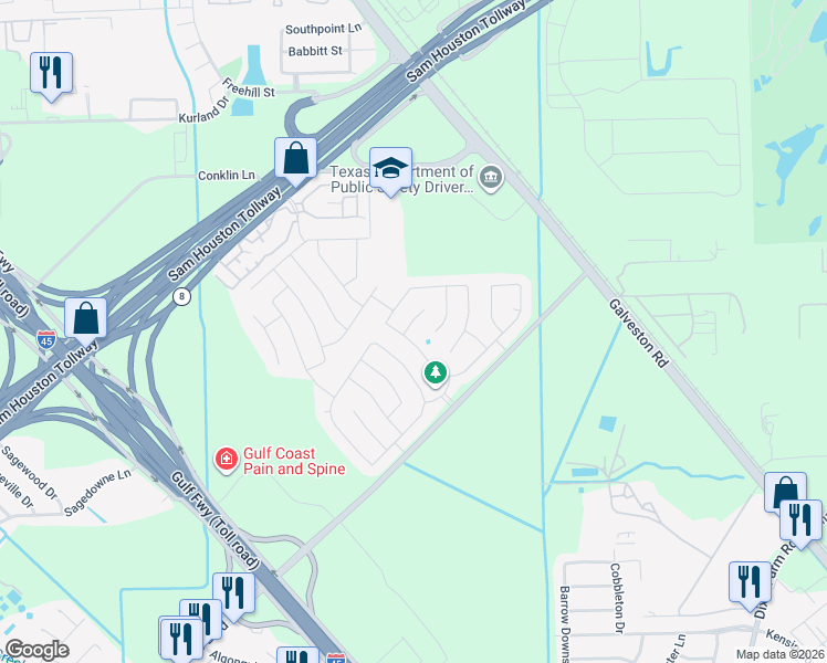 map of restaurants, bars, coffee shops, grocery stores, and more near 13702 Lacy Cove Court in Houston