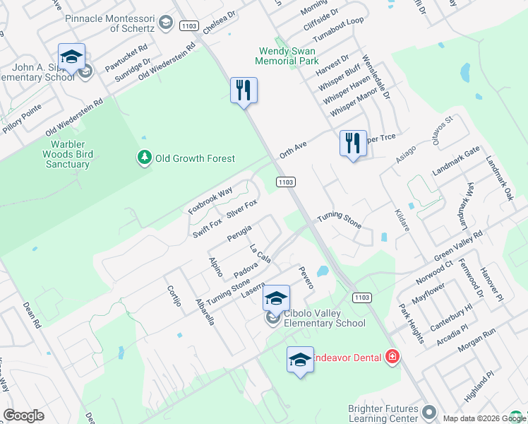 map of restaurants, bars, coffee shops, grocery stores, and more near 817 Perugia in Cibolo