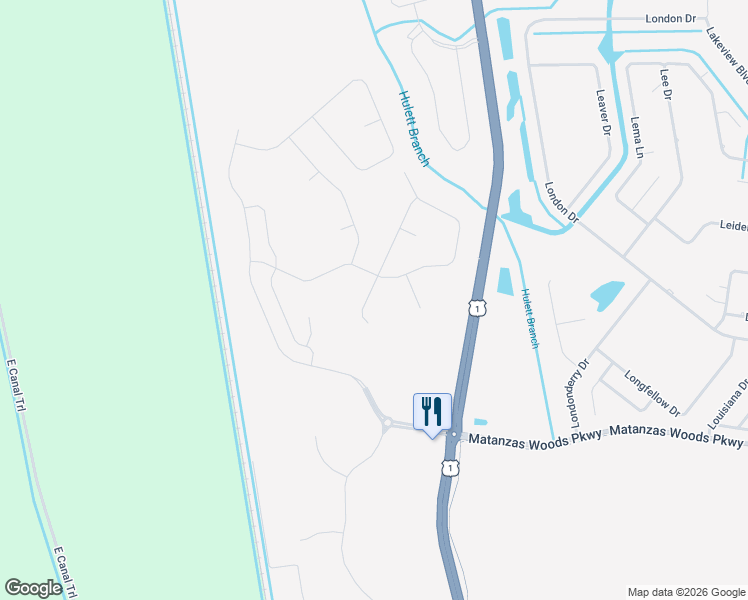 map of restaurants, bars, coffee shops, grocery stores, and more near 200 Matanzas Village Avenue in Palm Coast