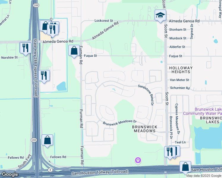 map of restaurants, bars, coffee shops, grocery stores, and more near 2918 Westwood Manor Lane in Houston