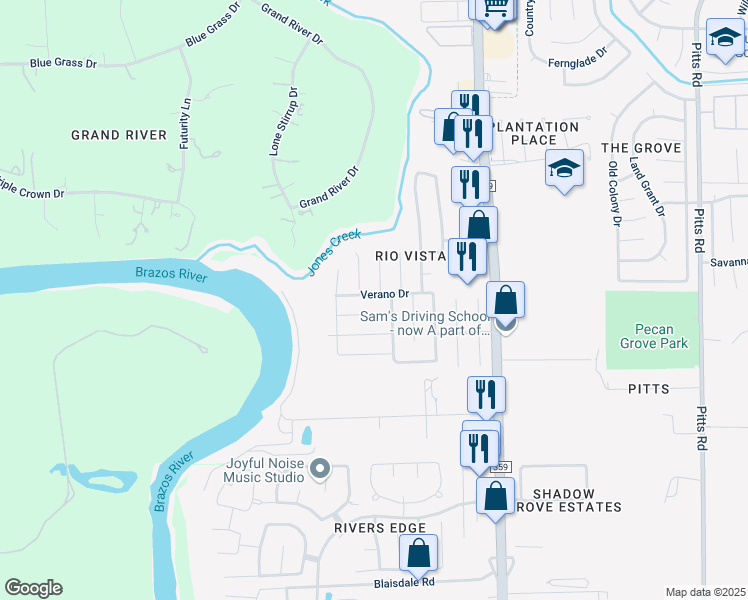 map of restaurants, bars, coffee shops, grocery stores, and more near 2535 Verano Drive in Richmond
