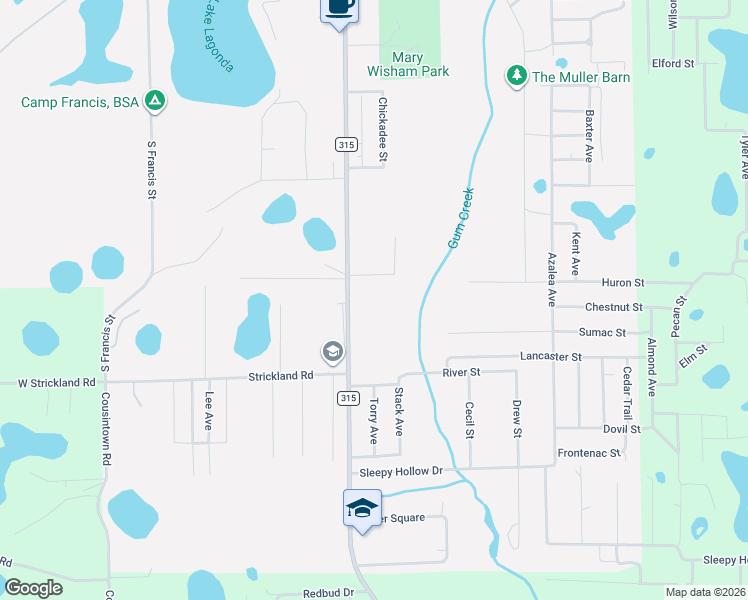 map of restaurants, bars, coffee shops, grocery stores, and more near 238 County Road 315 in Interlachen