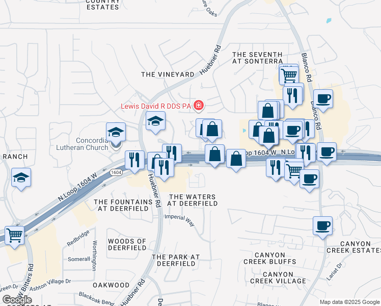 map of restaurants, bars, coffee shops, grocery stores, and more near in San Antonio