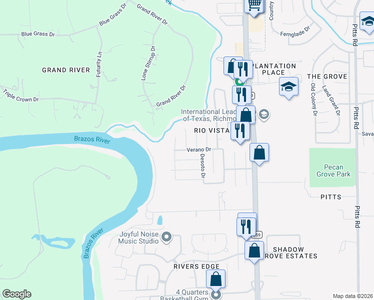 map of restaurants, bars, coffee shops, grocery stores, and more near 2627 Verano Drive in Richmond