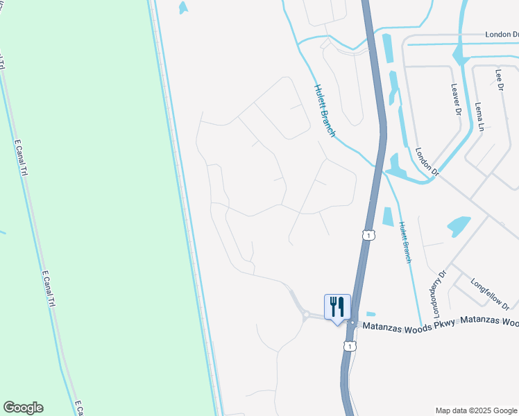 map of restaurants, bars, coffee shops, grocery stores, and more near 200 Matanzas Village Avenue in Palm Coast