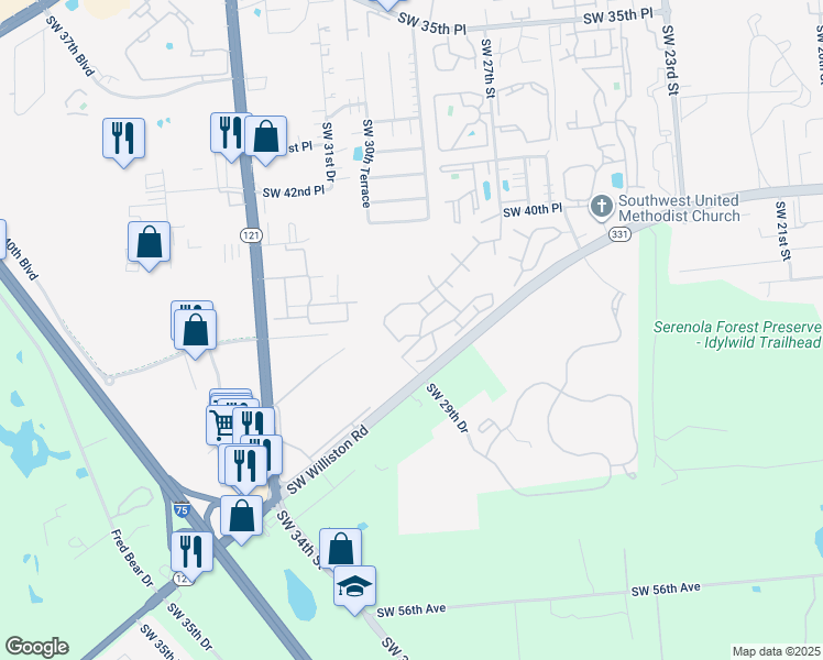 map of restaurants, bars, coffee shops, grocery stores, and more near in Gainesville