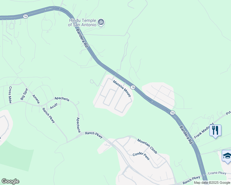 map of restaurants, bars, coffee shops, grocery stores, and more near 17907 Bierstadt Mount in Helotes