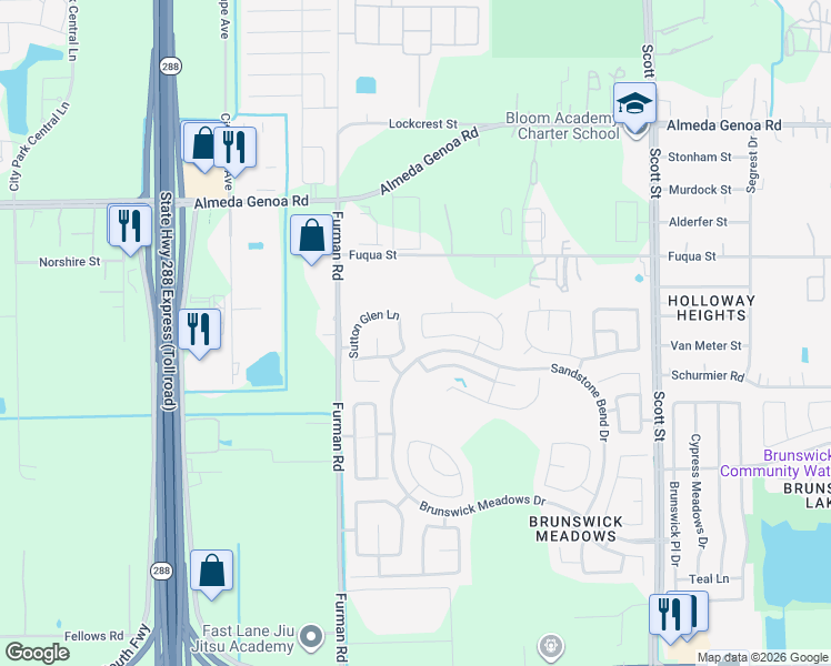 map of restaurants, bars, coffee shops, grocery stores, and more near 13815 clarehouse Lane in Houston