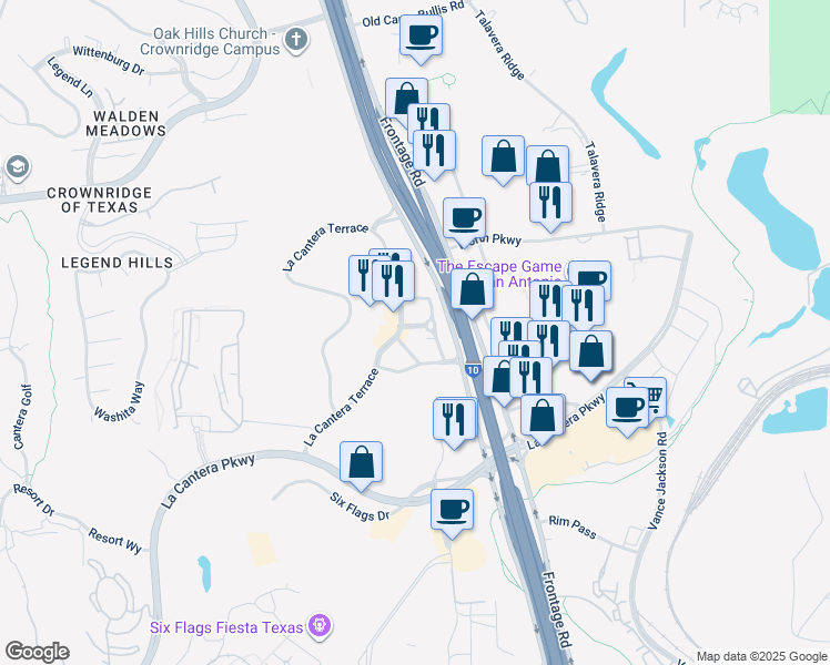 map of restaurants, bars, coffee shops, grocery stores, and more near in San Antonio