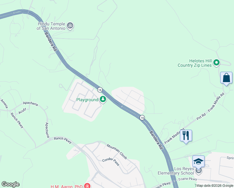 map of restaurants, bars, coffee shops, grocery stores, and more near 11335 Red Oak Turn in Helotes