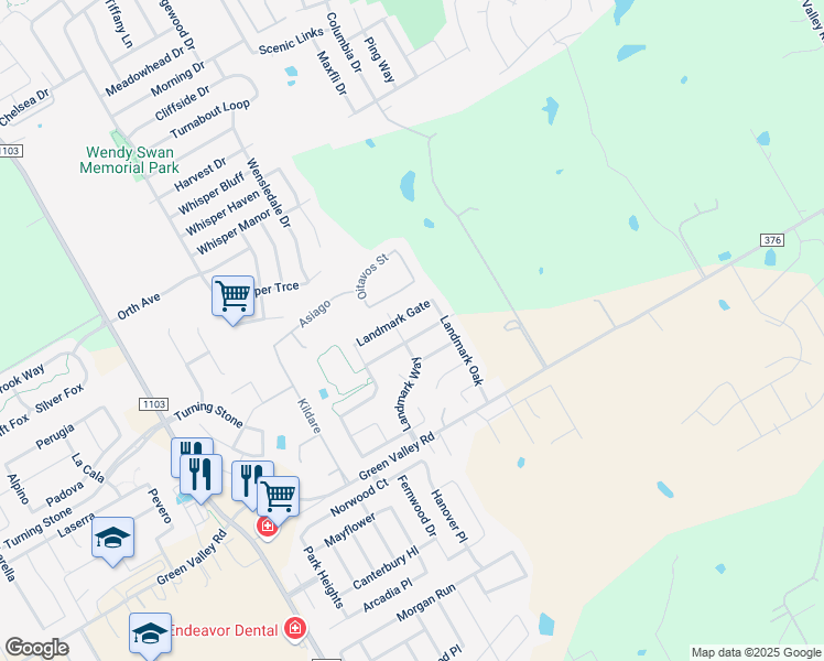 map of restaurants, bars, coffee shops, grocery stores, and more near 521 Landmark Falls in Cibolo