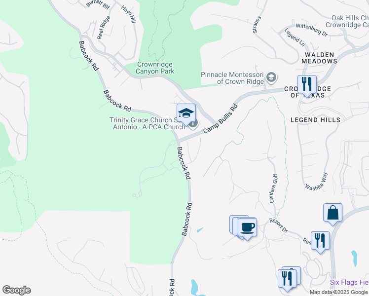 map of restaurants, bars, coffee shops, grocery stores, and more near 17919 Cantera Court in San Antonio