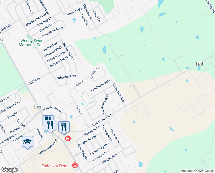 map of restaurants, bars, coffee shops, grocery stores, and more near 521 Landmark Falls in Cibolo