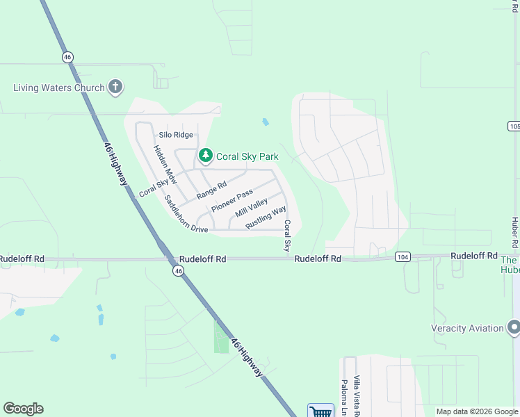 map of restaurants, bars, coffee shops, grocery stores, and more near 2133 Mill Valley in Seguin