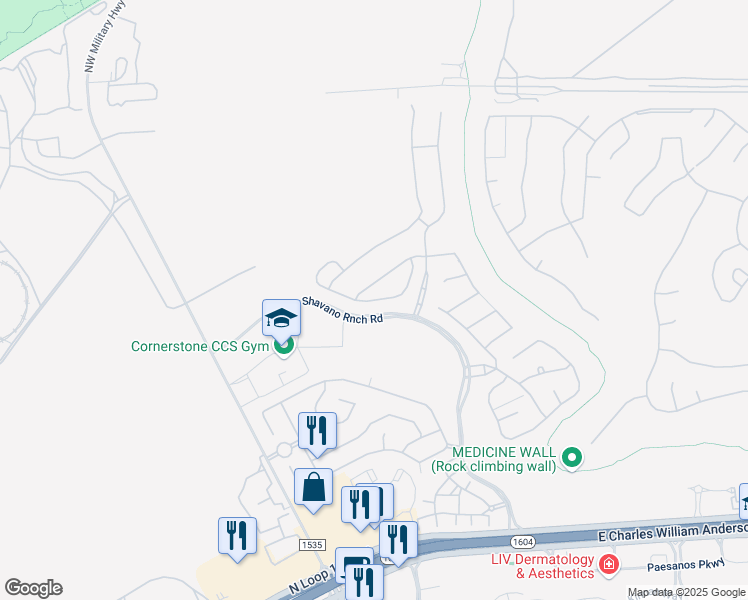 map of restaurants, bars, coffee shops, grocery stores, and more near Balentine in San Antonio