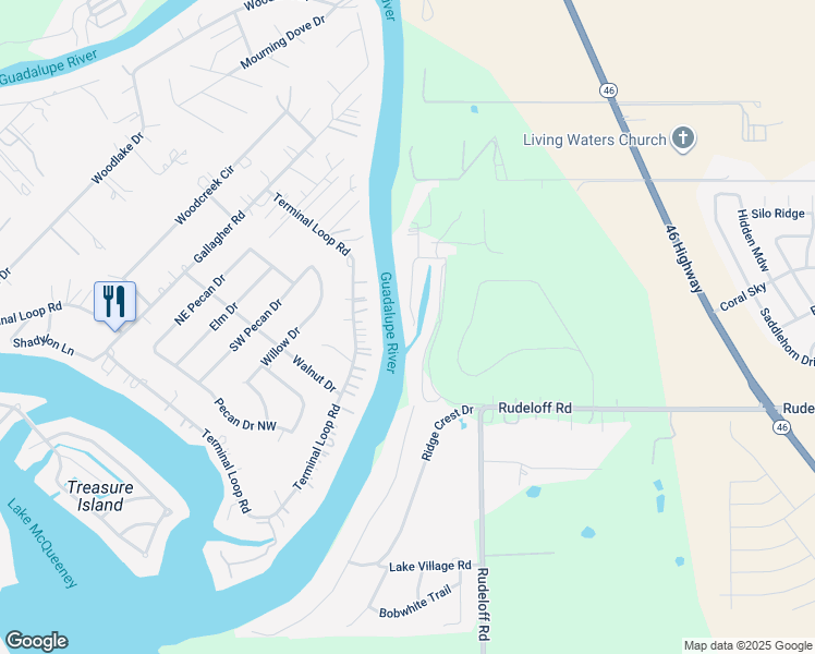 map of restaurants, bars, coffee shops, grocery stores, and more near 508 Laguna Vista in Seguin