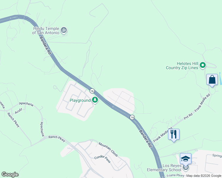 map of restaurants, bars, coffee shops, grocery stores, and more near 11335 Red Oak Turn in Helotes