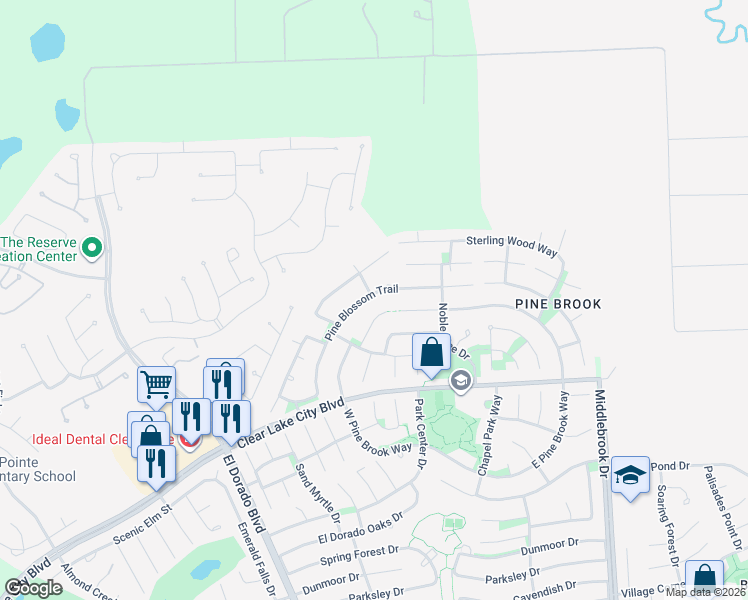 map of restaurants, bars, coffee shops, grocery stores, and more near 4227 Olive Oak Court in Houston